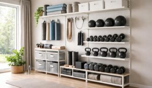 Rangement IKEA pour équipements sportifs : organiser votre salle de gym maison