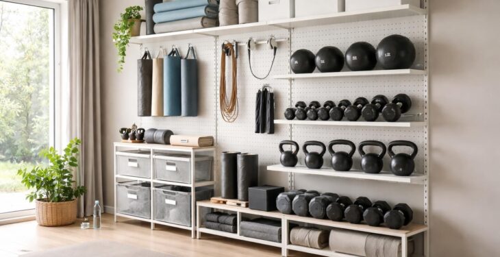 Rangement IKEA pour équipements sportifs : organiser votre salle de gym maison