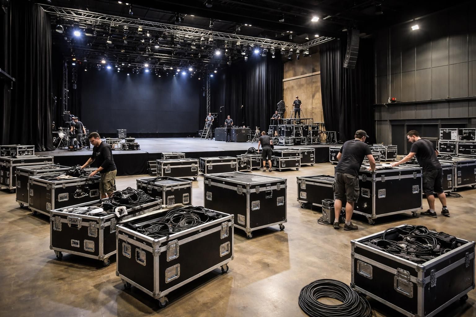 découvrez nos solutions professionnelles modulables de rangement pour matériel scénique, idéales pour optimiser l'organisation lors de tournées et garantir une gestion efficace de vos équipements.