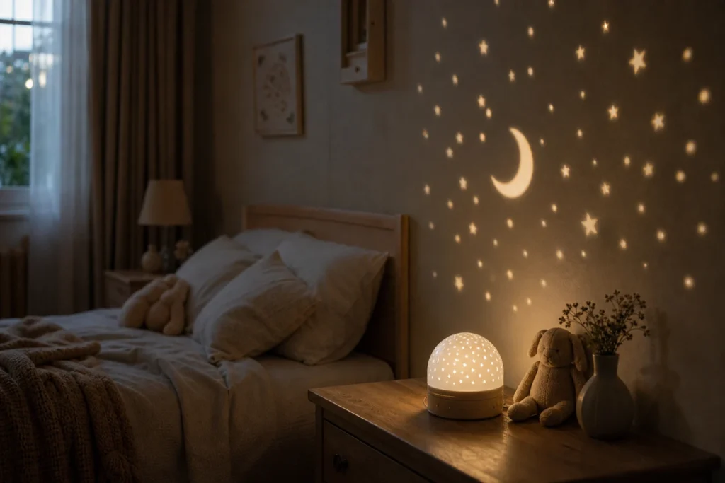 Veilleuse avec projection au mur : transformer la chambre en univers apaisant