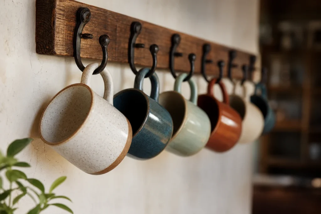Accrochez vos mugs au mur : la tendance crochets qui libère vos étagères
