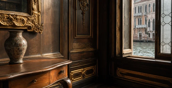 Quand le bois sombre et la dorure racontent Venise sur vos murs